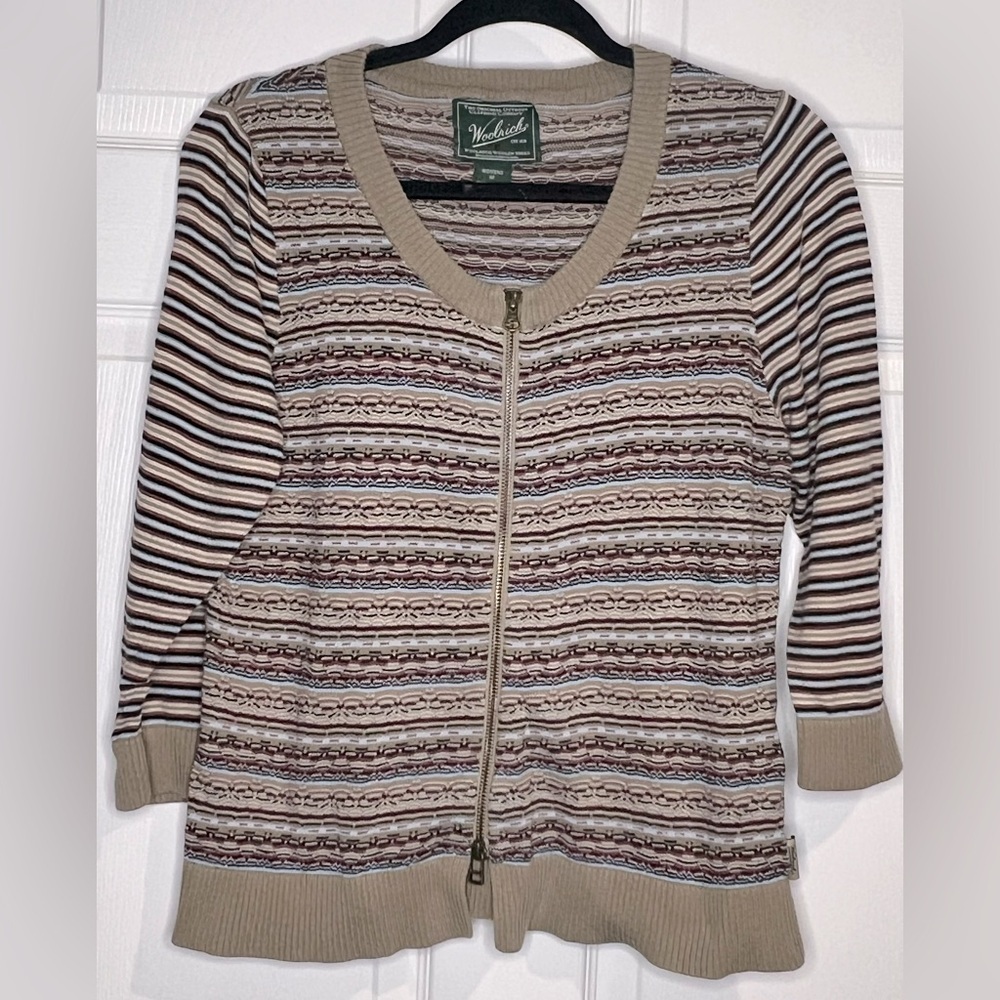 VTG - Woolrich women’s full zip colorful print sweater - Size Medium